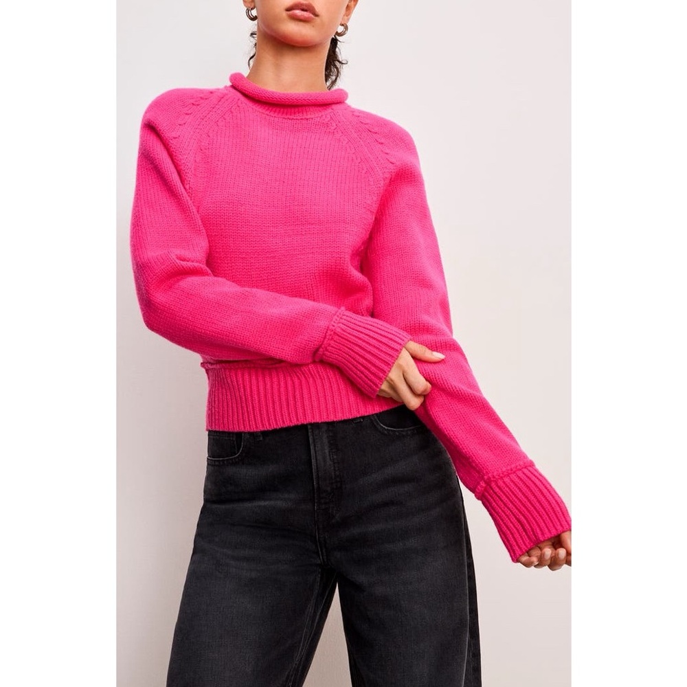 GOOD AMERICAN Mock Neck Sweater Ballerina Pink
